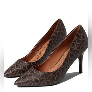 Calvin Klein Shoes Calvin Klein Giana Brown Ck Logo Heel Pumps Heels